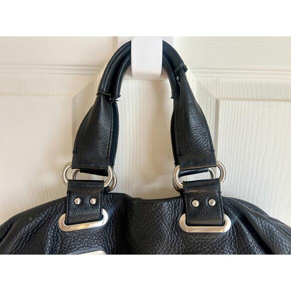 Vintage Kenneth Cole Black Pebble Leather Shoulder Bag | Y2K Buckle Handbag - Picture 4 of 9